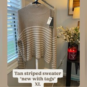 Tan Striped Sweater XL